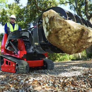 Mini skid steer rental for moving boulders large rocks